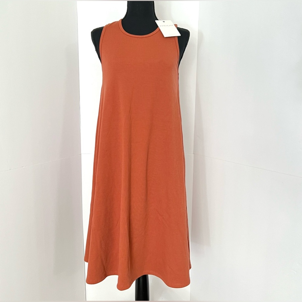 New! DOWNEAST ribbed sleeveless dress midi dress, S
